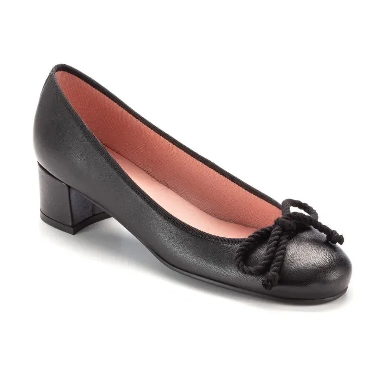 47552 - Black Soft Leather Heel for Teen/Women by Pretty Ballerinas