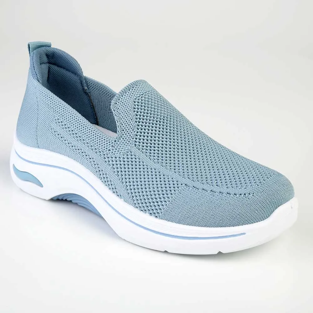 Alessio Fly Knit Slip On Sneaker  - Petrol Blue / White