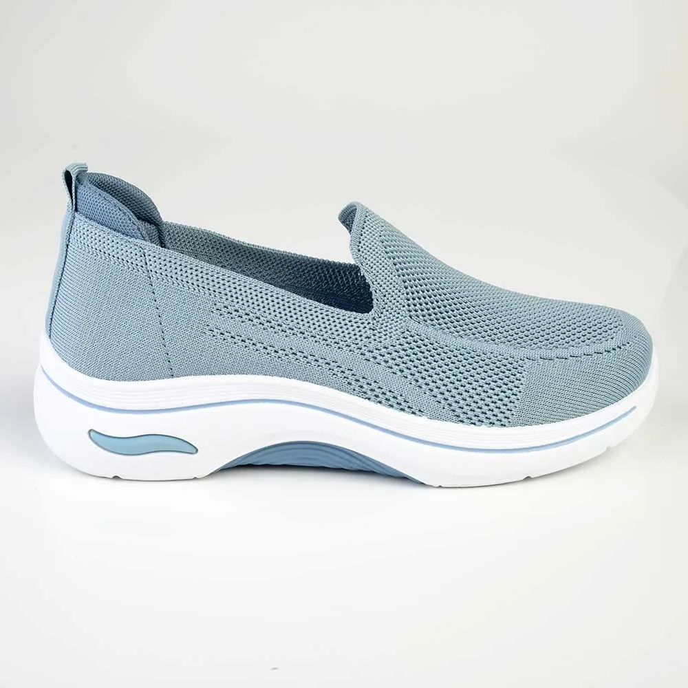 Alessio Fly Knit Slip On Sneaker  - Petrol Blue / White