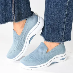 Alessio Fly Knit Slip On Sneaker  - Petrol Blue / White