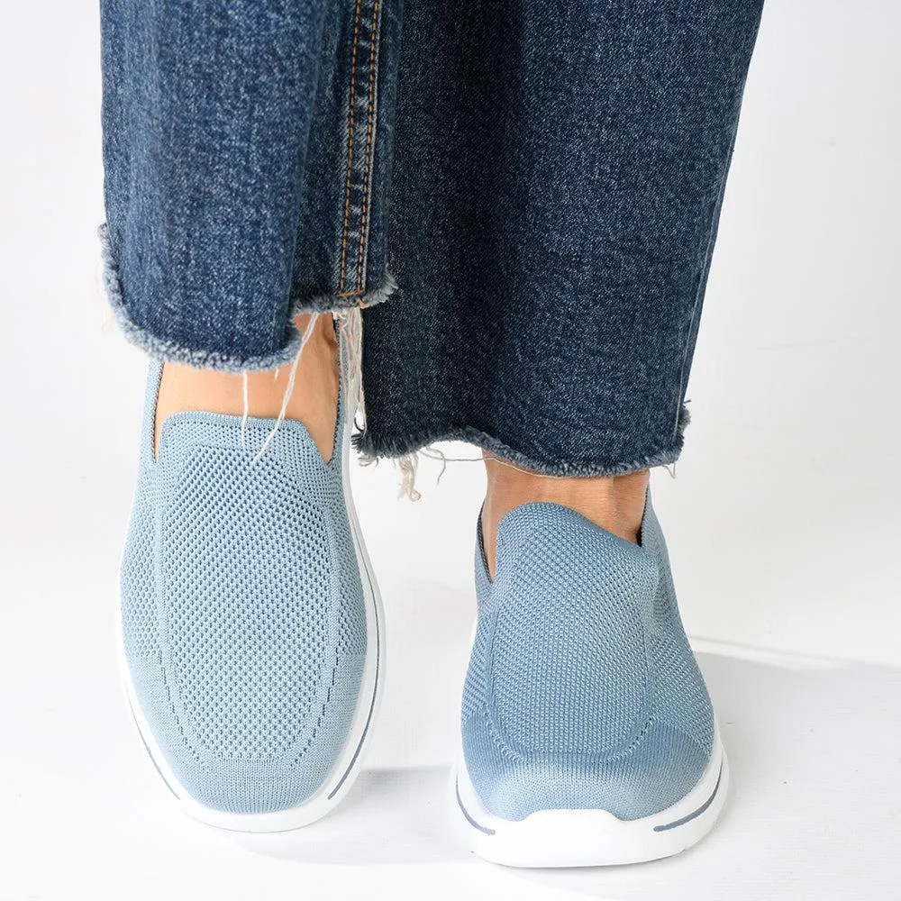 Alessio Fly Knit Slip On Sneaker  - Petrol Blue / White
