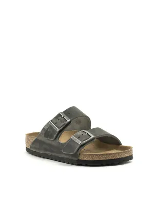 Birkenstock — Arizona Waxy Leather Soft Footbed - Iron Regular Width