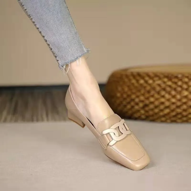 Nude loafers, women's slip-on Loafers, Slip on flats, Square Toe Loafers, Slip On Shoes Women