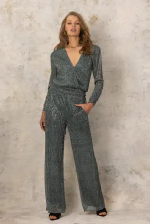 Silver Crush Pant in Silver/Green