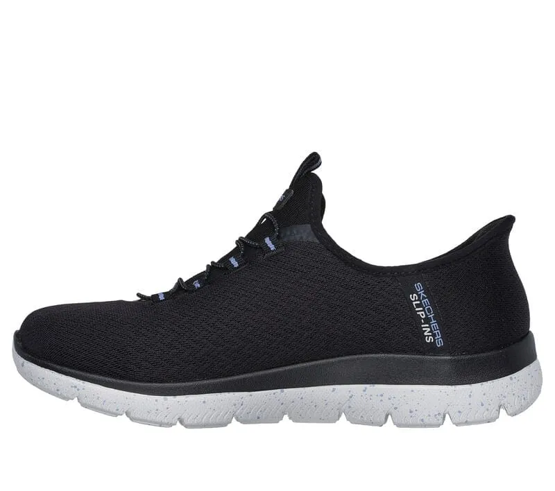 Skechers Women's Waterproof Summit Sneakers- Black/ Light Blue