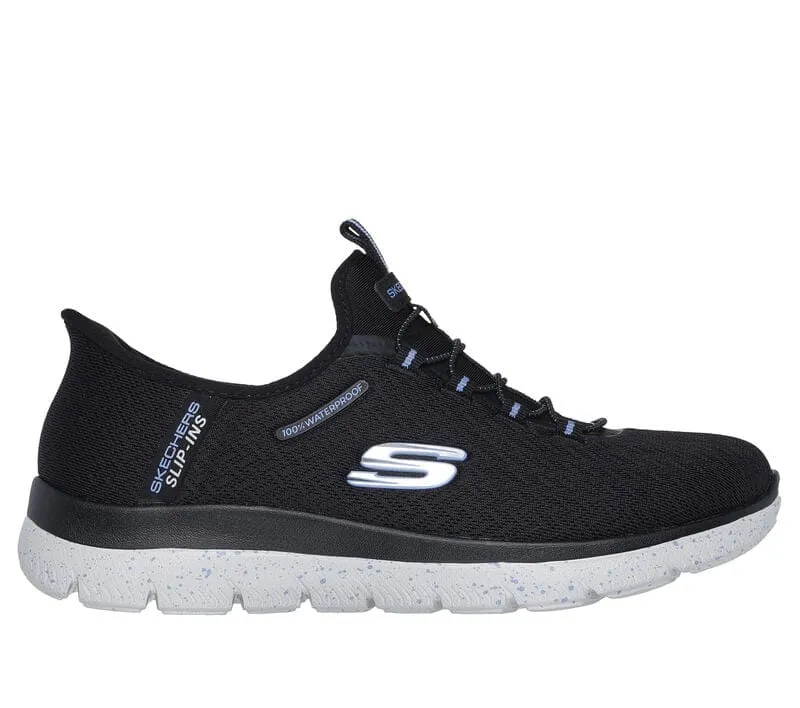 Skechers Women's Waterproof Summit Sneakers- Black/ Light Blue