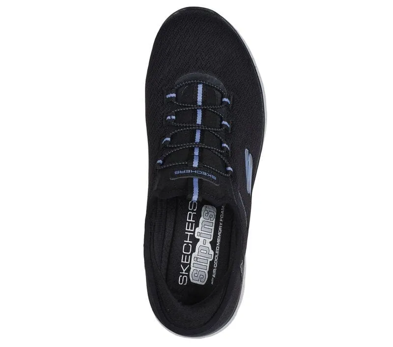 Skechers Women's Waterproof Summit Sneakers- Black/ Light Blue
